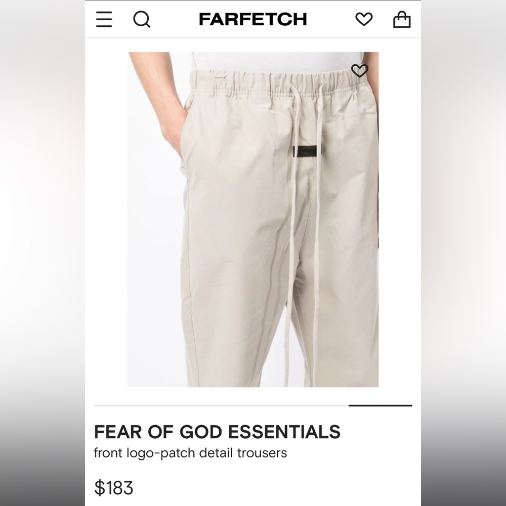 Fear of God Essentials Relaxed Cotton Blend Pants Color Egg Shel
